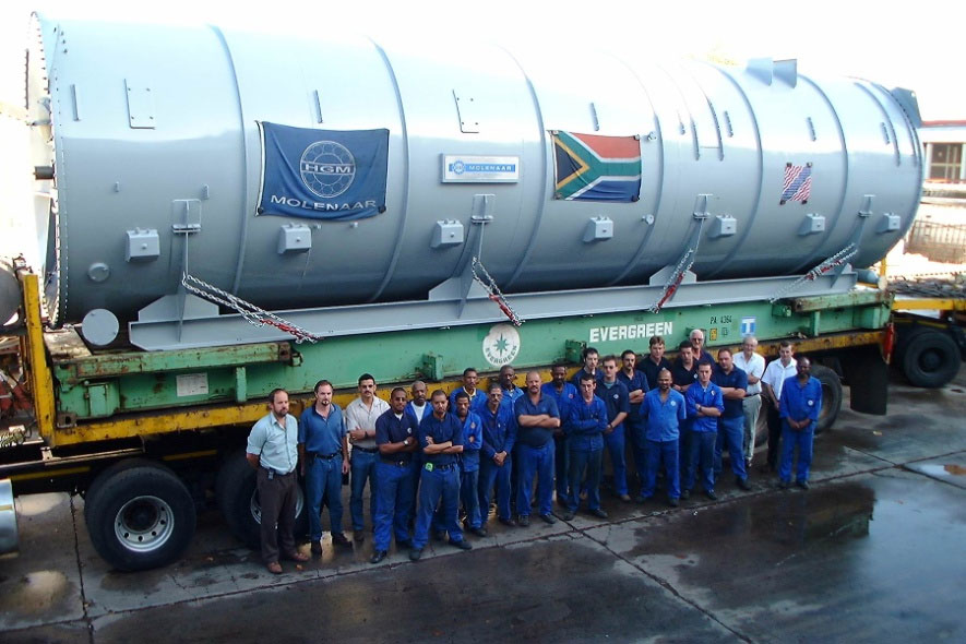The world's largest diameter cooker and cooler, Pacific Coast Producers, 2001